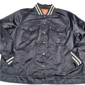 2718 Vintage Levi's Black Satin Bomber Jacket Women's 1X‎
